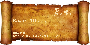 Radek Albert névjegykártya