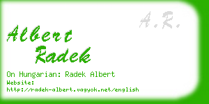 albert radek business card